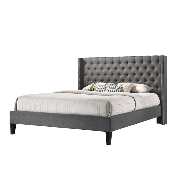 luxeo Pacifica Gray Queen Upholstered Platform Bed