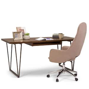Ryder Solid Wood Modern Industrial 66 in. Wide Writing Office Desk in Natural Aged Brown