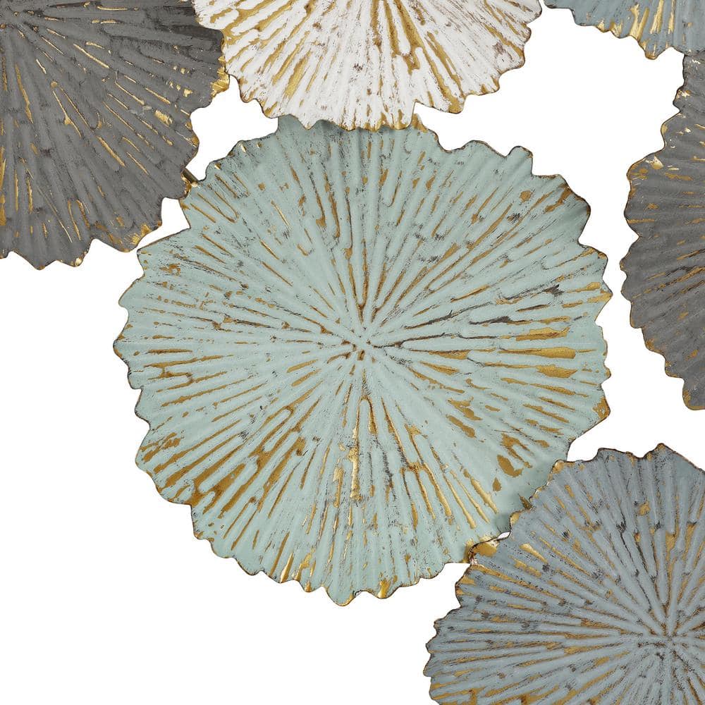 LuxenHome 48" Multicolor Metal Floral Wall Sculpture
