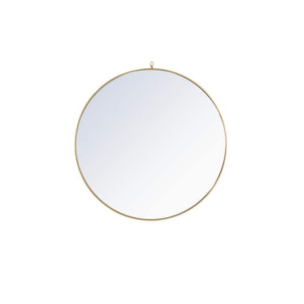 Unbranded Timeless Home 48 in. W x 48 in. H x Contemporary Metal Framed Round Brass Mirror