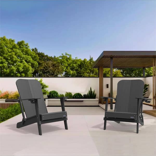 moda furnishings Winona Classic Black Folding Plastic Adirondack Chair (2-Pack)