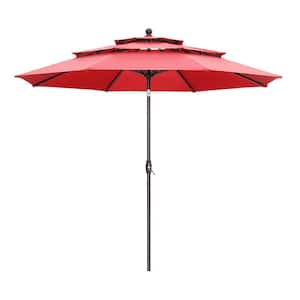 10 ft. 3-Tier Patio Outdoor Market Umbrella in Red