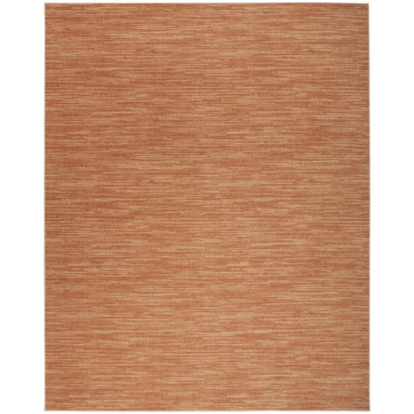 Essentials 9 ft. x 12 ft. Rust Abstract Contemporary Indoor/Outdoor Area Rug