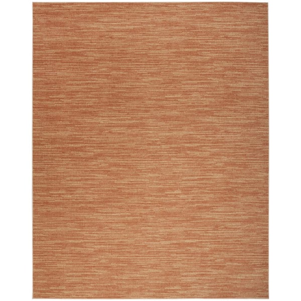 Nourison Essentials 9 ft. x 12 ft. Rust Abstract Contemporary Indoor/Outdoor Area Rug