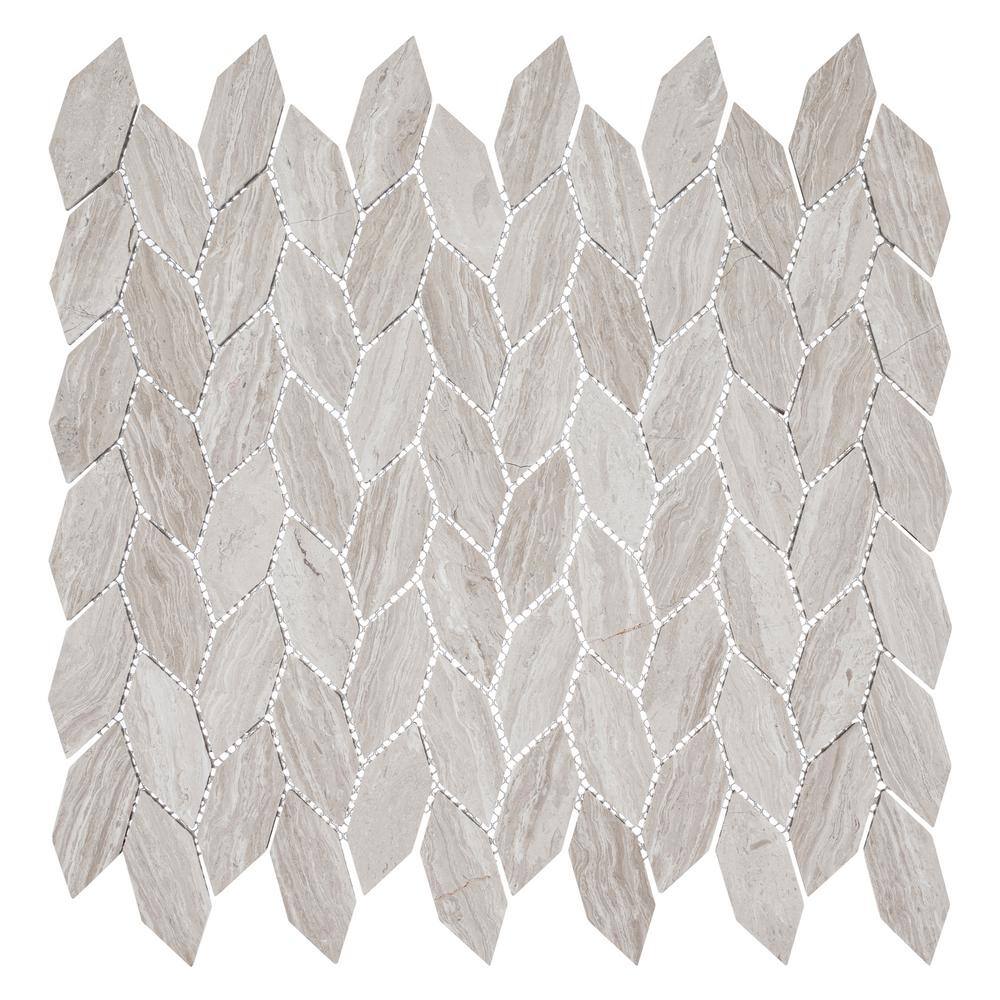 Channing Clai Elongated Hex Tan 12 in. x 12 in. Smooth Natural Stone Mosaic