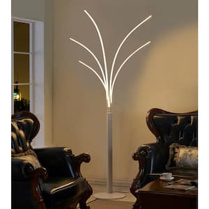 Aurora II 94 in. Matt White LED Arched Floor Lamp With Dimmer