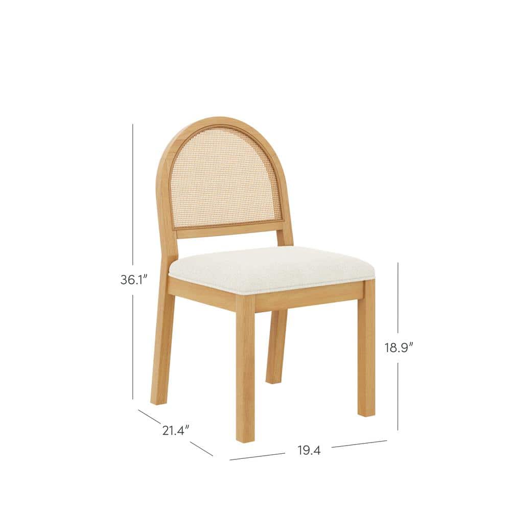 Cream Boucle and Warm Pine High Back Side Chair
