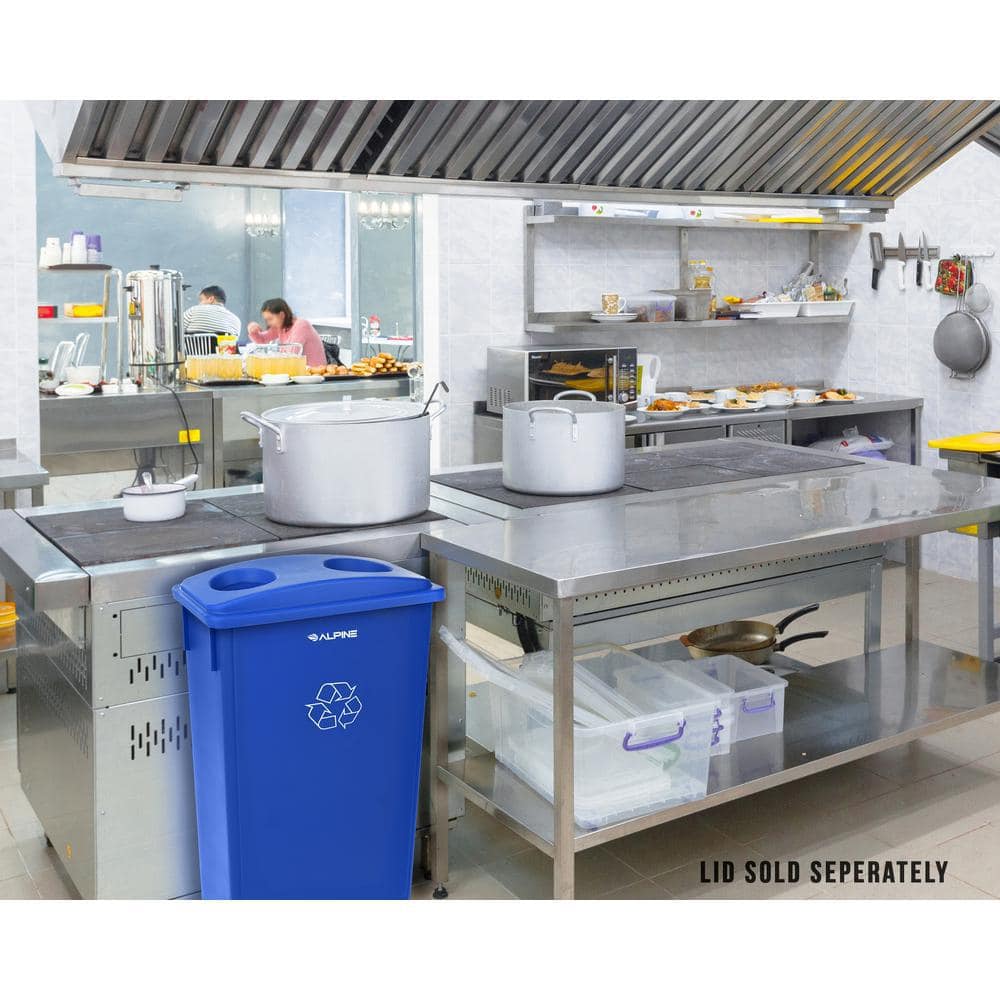 Blue Polypropylene 23-Gallon Touchless Recycling Bin