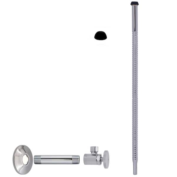 Westbrass 1/2 in. IPS x 3/8 in. O.D. x 15 in. Corrugated Supply Kit with Round Handle, Polished Chrome