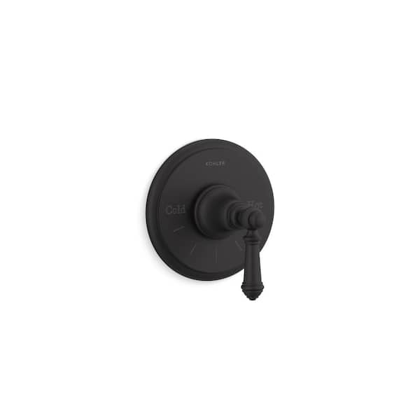 KOHLER Artifacts Mastershower Temperature Control Valve Trim With Lever Handle in Matte Black