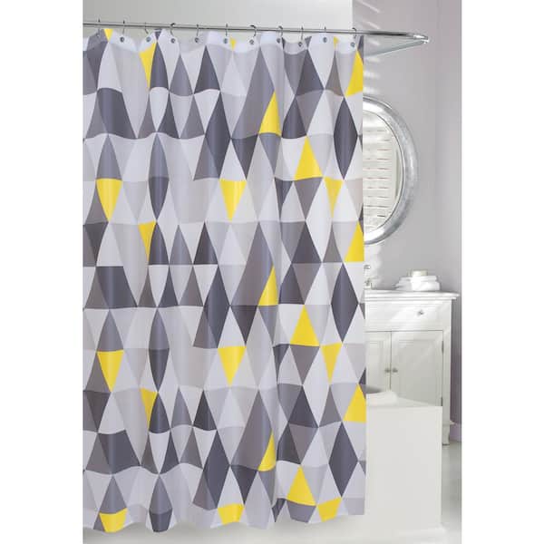 Triangles Peva 71 In X Yellow Grey Shower Curtain 255103 The Home Depot Triangles Peva 71 In X Yellow, Yellow Grey Shower Curtain