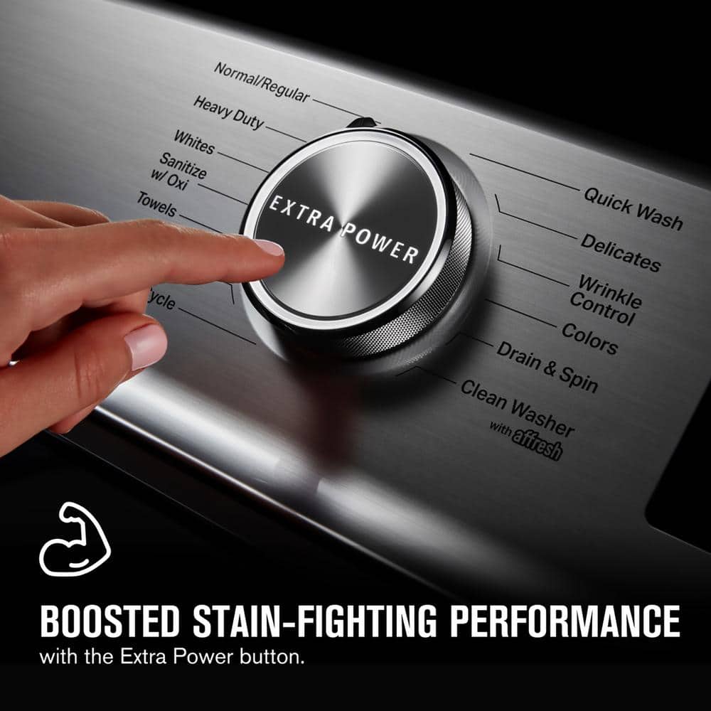 Close-up of the Extra Power control knob on the washer console