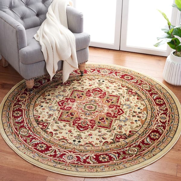 Lyndhurst 6 ft. x 6 ft. Ivory/Red Oriental Round Rug