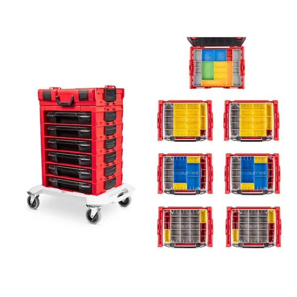 6-Drawer Rolling Stack with Shallow Tool Box (L-BOXX 1) and Organizer Bins