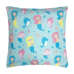 Mermaid and Friends Decorative Pillow 18 in. x 18 in.