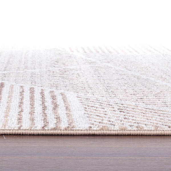 Contemporary Geometric Stripe Cream 7 ft. 10 in. x 10 ft. Area Rug