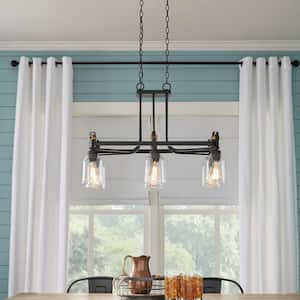 Knollwood 6-Light Antique Bronze Chandelier with Vintage Brass Accents and Clear Glass Shades
