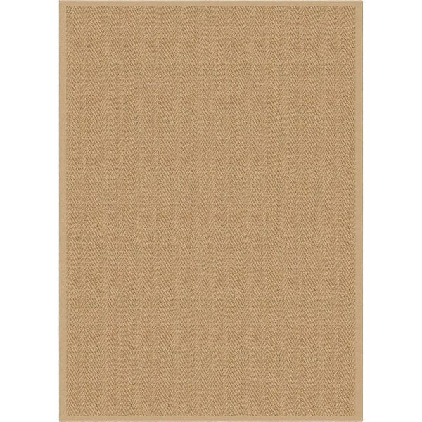 Beige 5 ft. x 7 ft. Flat-Weave Well-Jute Printed Boerboel Geometric Herringbone Area Rug