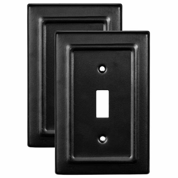 Architectural 1-Gang Black Switch/Toggle Metal Wall Plate (2-Pack)