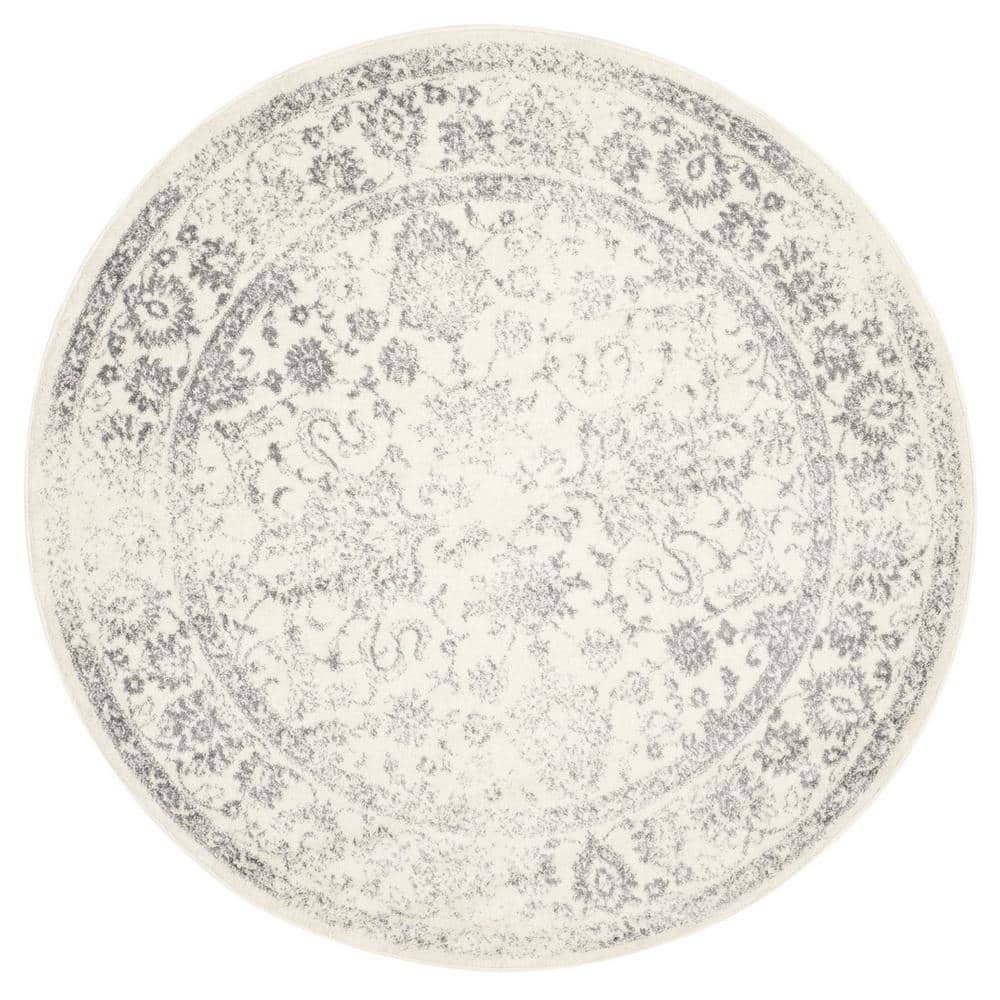 Beige Polypropylene 6 ft. x 6 ft. Oriental Indoor Round Area Rug