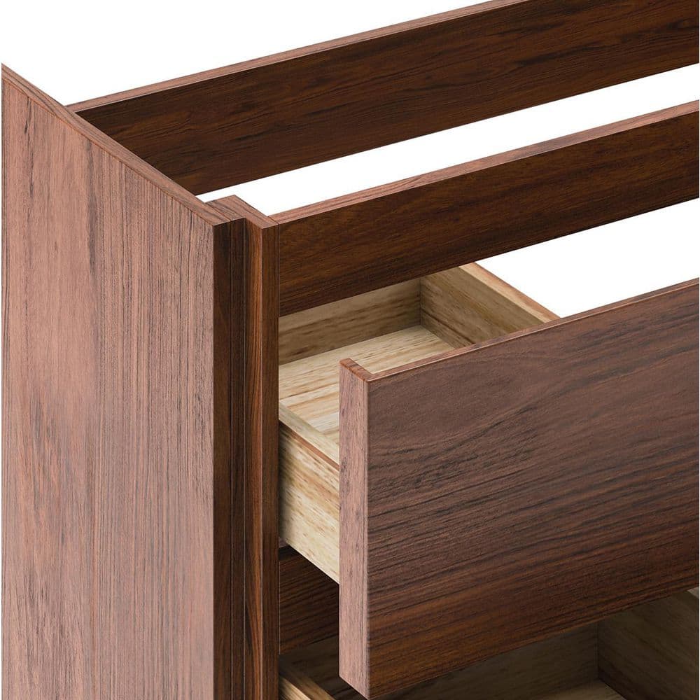 Warm Walnut 35" Wall Mount Single Sink Vanity Base with Engineered Wood