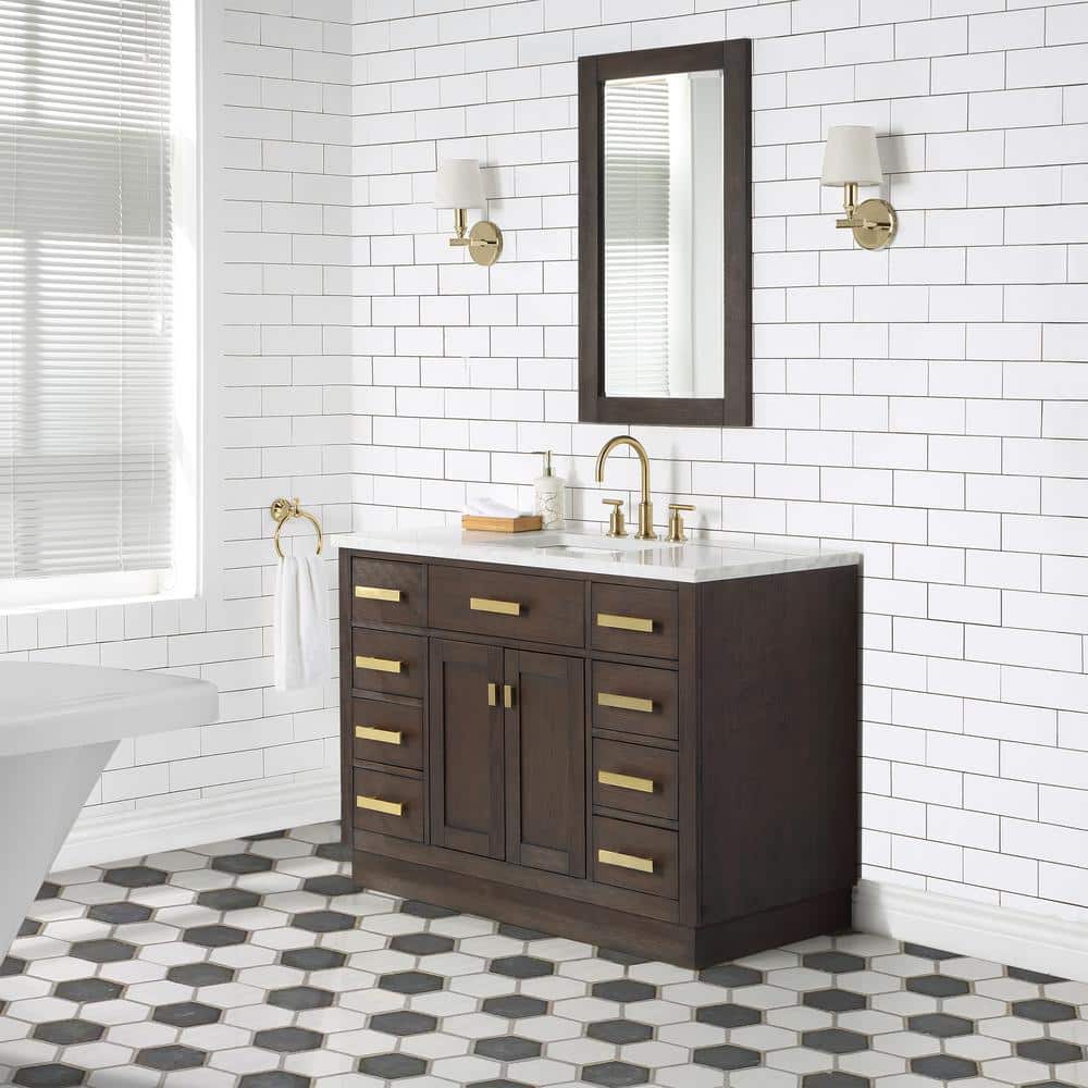 Chestnut 48" Brown Pine Vanity with White Ceramic Sink