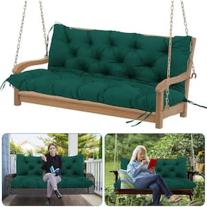 60 x 40 in 3 Seater Replacement Outdoor Swing Cushions with Back Support, Waterproof Bench Cushion (Dark Green）