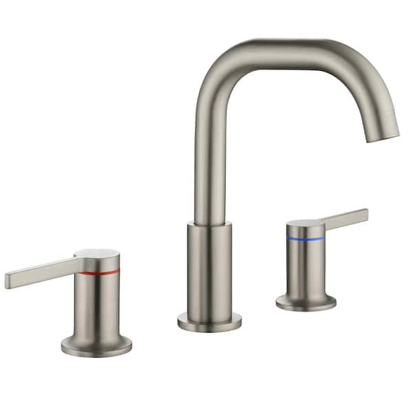 Zalerock 8 in. Widespread Double Handle Bathroom Faucet with 360-Degree Rotation in Brushed Nickel
