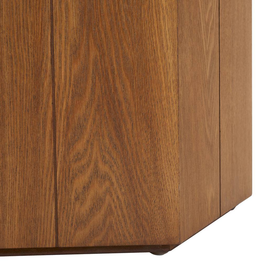 Rafaela 20" Walnut and Black Hexagon Storage Accent Table
