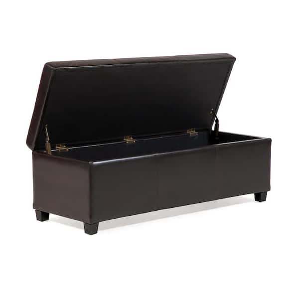 Unbranded Cole Espresso 48 in. Upholstered Bedroom Bench with Storage