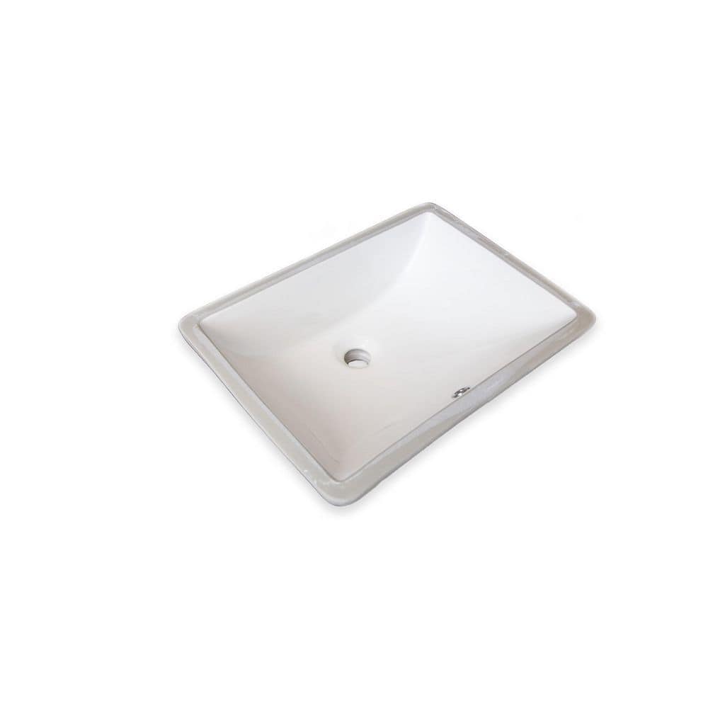 Bisque Ceramic Rectangular Undermount Bathroom Sink with Overflow