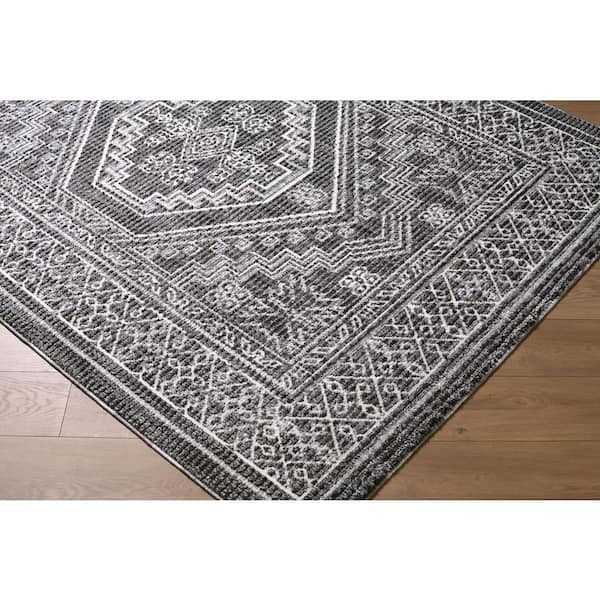 ELLE Decor Odeon 5 ft. x 7 ft. Black/Ivory Medallion Machine Washable Area Rug