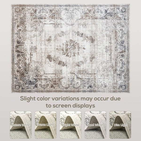 Collection Area Rug, 5x7 Indoor Boho Machine Washable Area Rug for Living Room, Bedroom, Dining Room, Kitchen