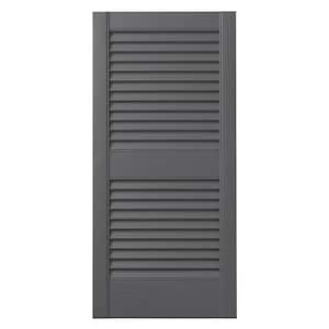 15 in. x 35 in. Open Louvered Polypropylene Shutters Pair in Gray
