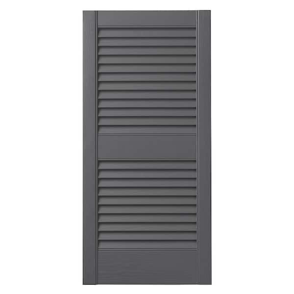 Ply Gem 15 in. x 43 in. Open Louvered Polypropylene Shutters Pair in Gray