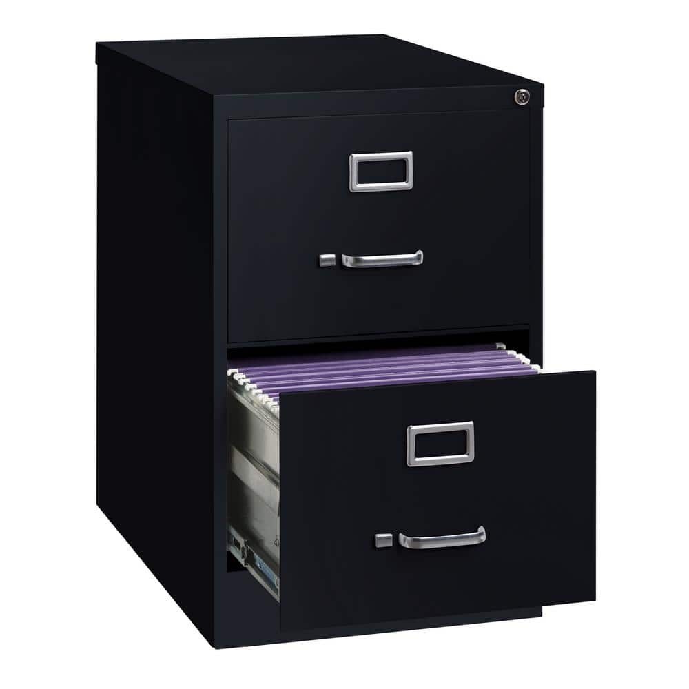 Black 2-Drawer Lockable Fire Resistant Legal Size Vertical File Cabinet