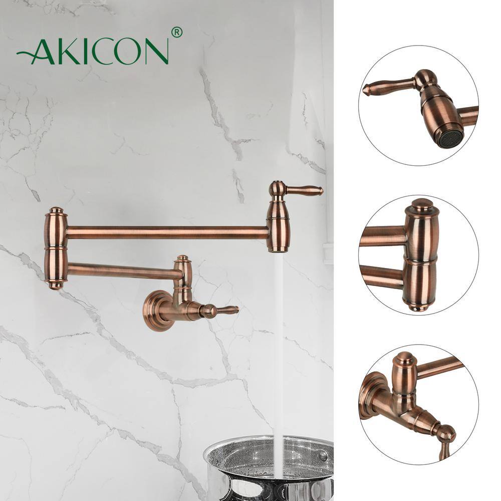 Antique Copper Brass Wall-Mounted Pot Filler Faucet