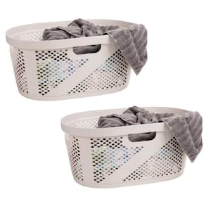 Ivory 10.5 in. H x 14.5 in. W x 23 in. L Plastic 60L Slim Ventilated Rectangle Laundry Basket (Set of 2)