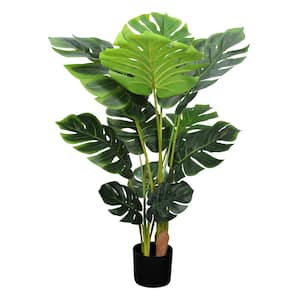 43.3 in. Artificial Fiddle Leaf Fig Plant in Black Plastic Pot