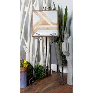 Black Metal Large Free Standing Adjustable Display Stand Scroll Easel with Chain Support