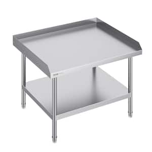 30 in. x 36 x 26 in. Silver Stainless Steel Commercial Kitchen Prep Table 3-Sided with Adjustable Height for Restaurant,