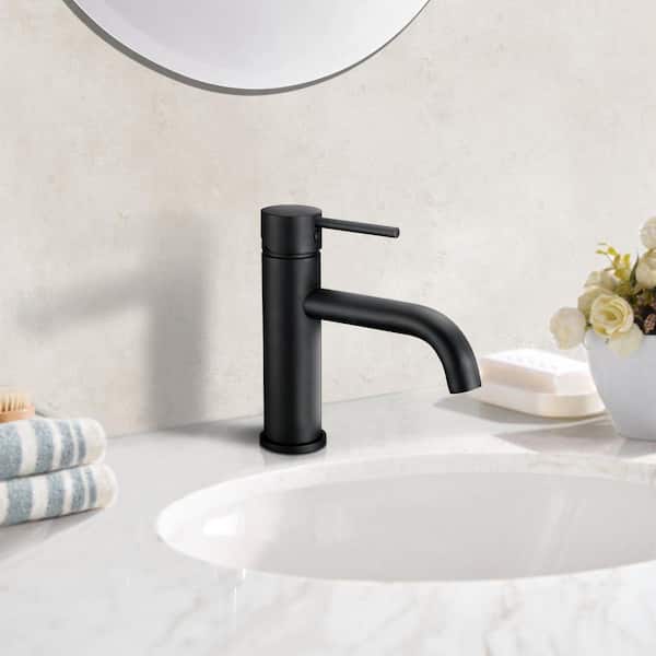 Satico Single-Handle Single Hole Bathroom Faucet in Matte Black