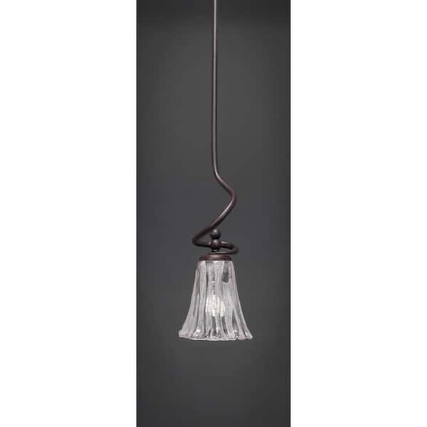 Unbranded Royale 100 W 1-Light Dark Granite Standard Mini Pendant Light with Glass Shade