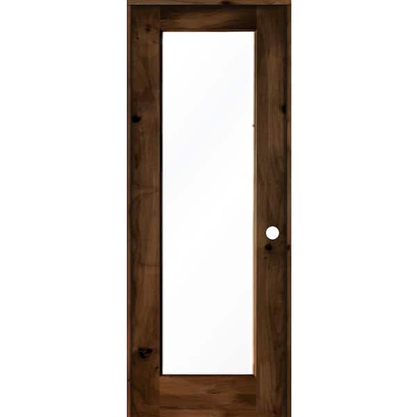 Krosswood Doors 36 in. x 96 in. Rustic Knotty Alder Left-Hand Full-Lite Clear Glass Provincial Stain Wood Single Prehung Interior Door