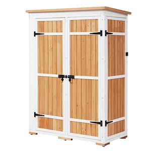 4 ft. W x 2 ft. D Brown Wood Storage Shed,Garden Tool Cabinet with Roof,4 Lockable Doors,Multiple-tier Shelves(8sq. ft.)