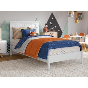 Naples White Solid Wood Frame Twin Low Profile Platform Bed