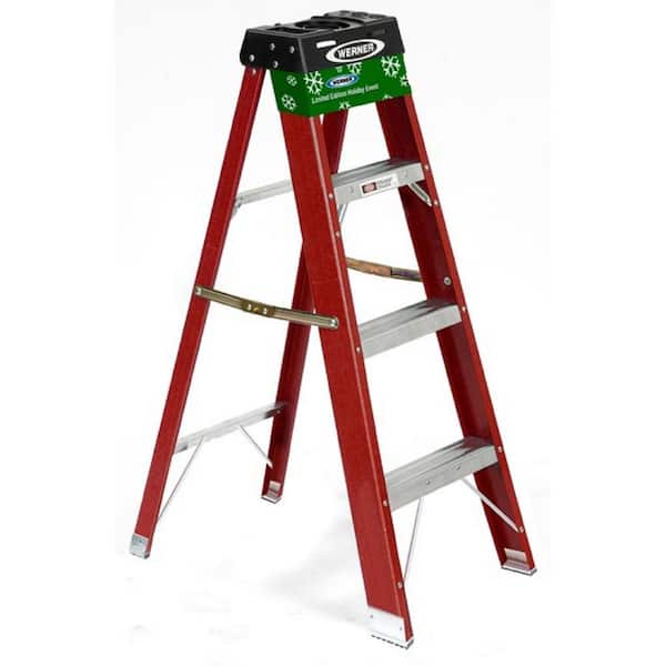 WERNER 4 ft. Fiberglass Step Ladder with 225 lbs. Load Capacity