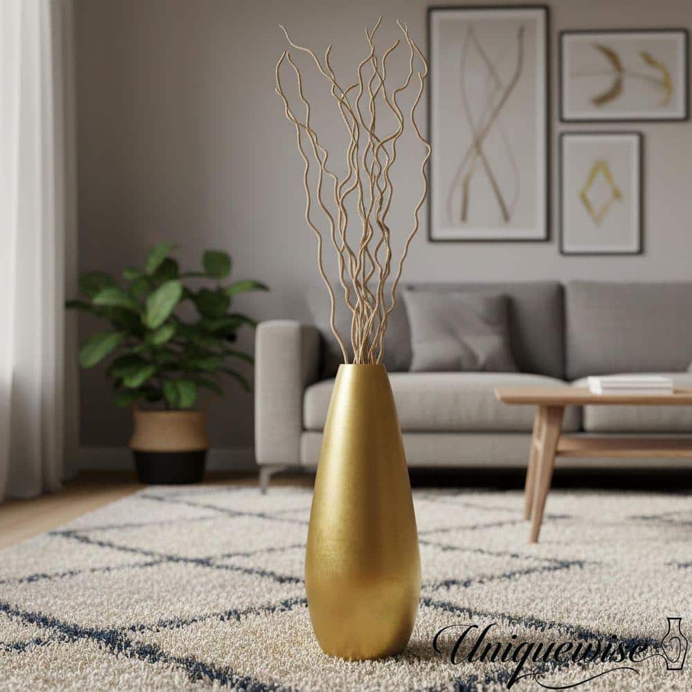 Uniquewise Gold Floor Vase with Natural Mulberry Branches-31.5 in