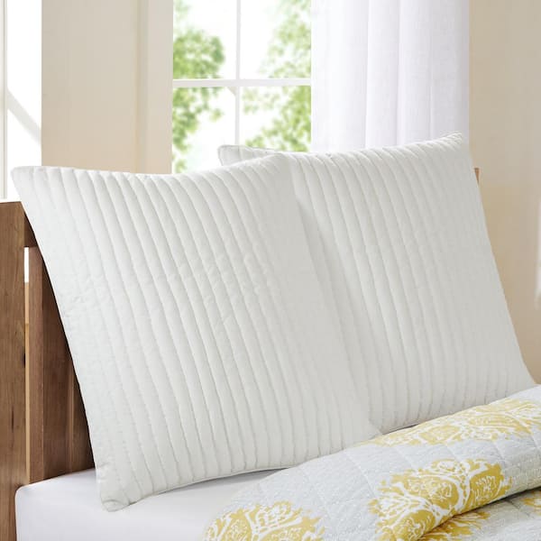 INK+IVY Camila White 26 in. x 26 in. Cotton Quilted Euro Sham