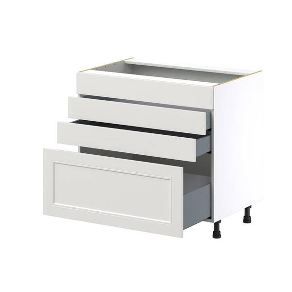J COLLECTION Littleton Painted Light Gray Assembled Cooktop Base Kitchen Cabinet with 2 Drawers (36 in. W x 34.5 in. H x 24 in. D)